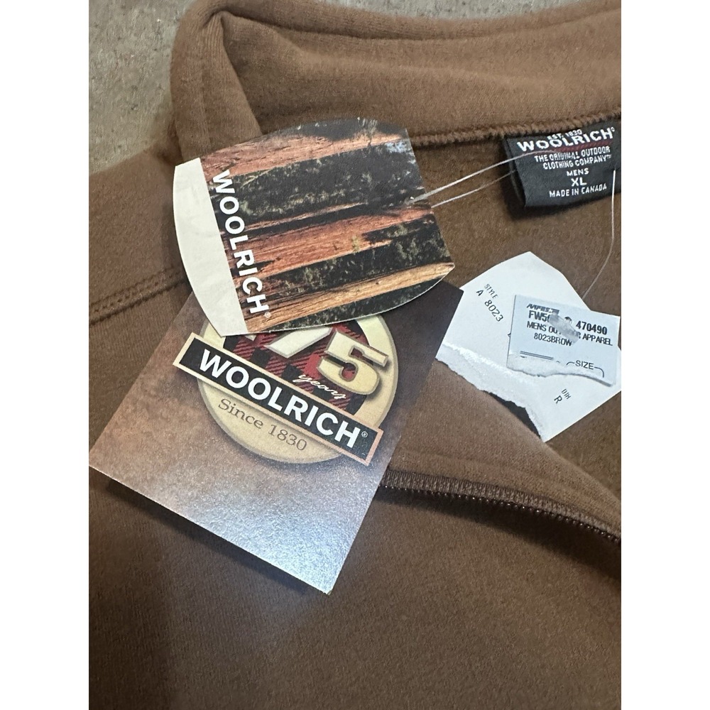 Vtg NWT Woolrich Fleece Lined Pullover  1/4 Zip Brown Men's Size XL - Picture 4 of 8